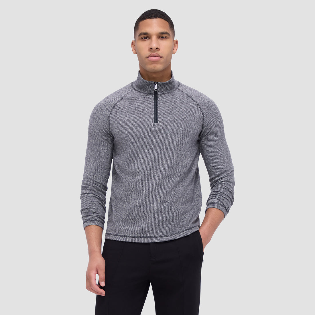 Diagonal Pinstripe Quarter-Zip Pullover