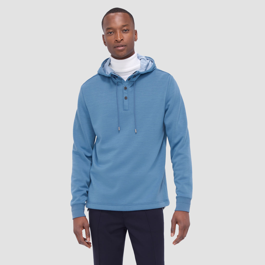 Solid Color Quarter-Zip Pullover Hoodie