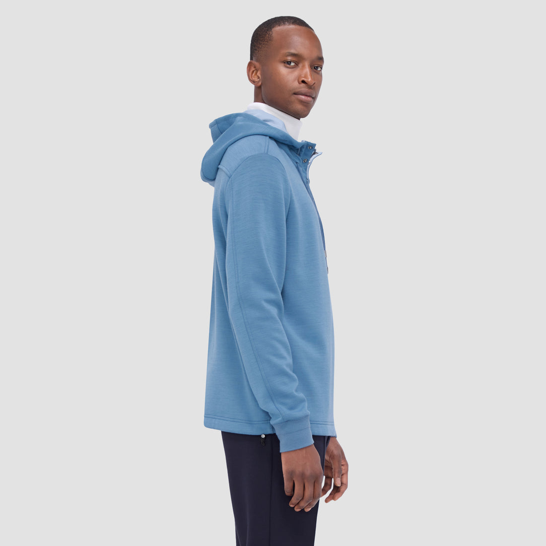 Solid Color Quarter-Zip Pullover Hoodie