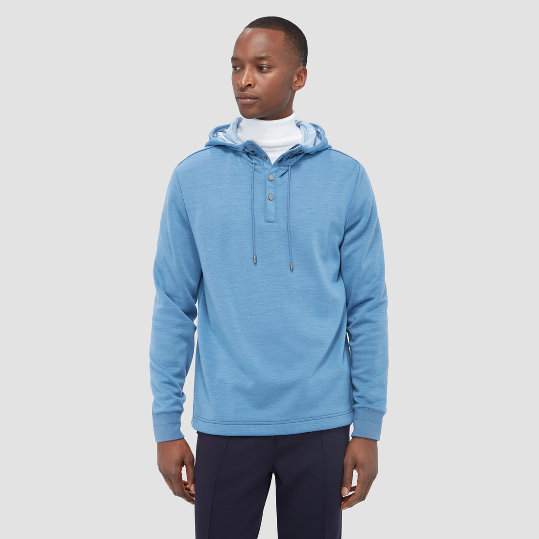 Solid Color Quarter-Zip Pullover Hoodie