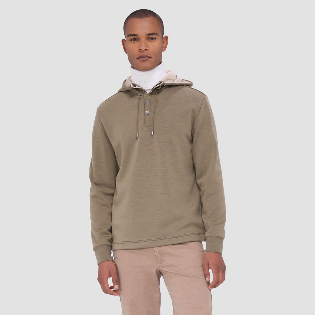 Solid Color Quarter-Zip Pullover Hoodie