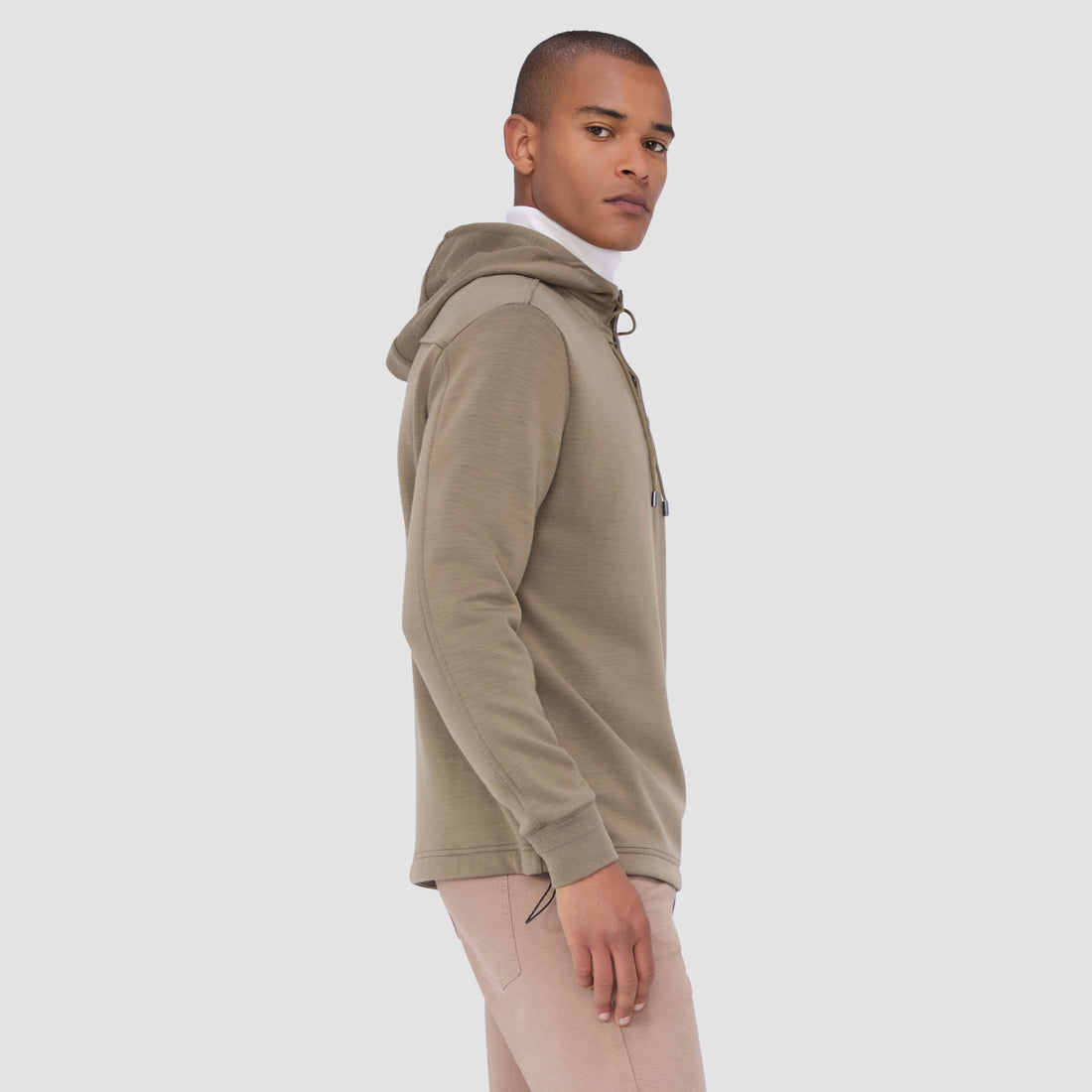 Solid Color Quarter-Zip Pullover Hoodie