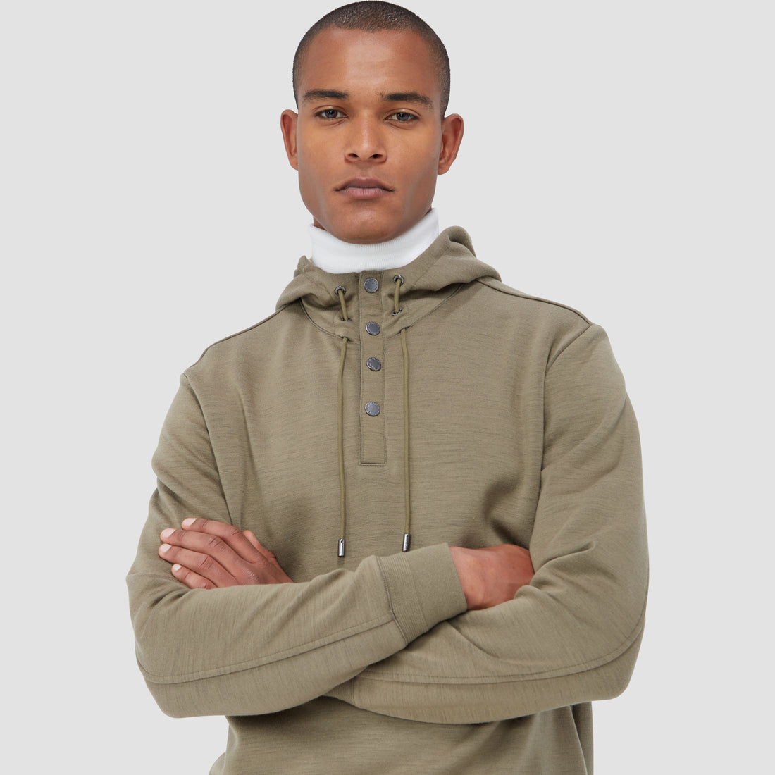 Solid Color Quarter-Zip Pullover Hoodie