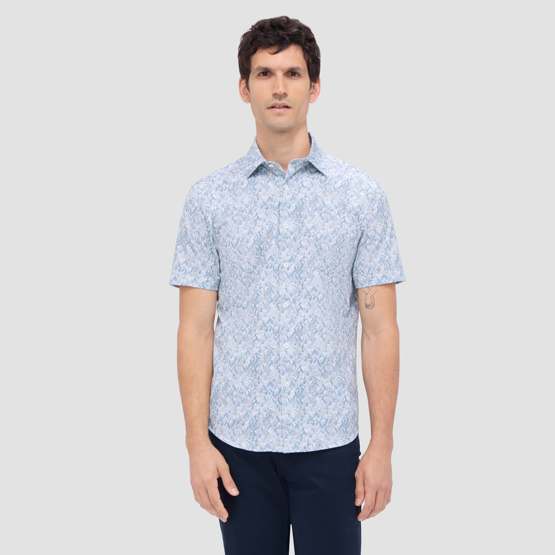 Miles Leaf Print OoohCotton Short Sleeve Shirt