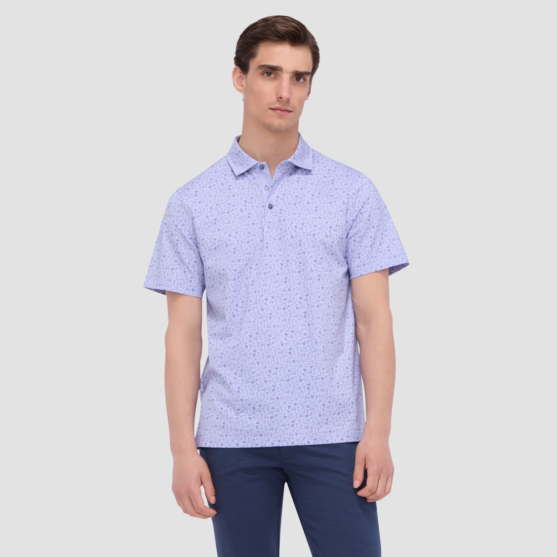 Vincent Double Sided Golf Print/Solid OoohCotton Polo