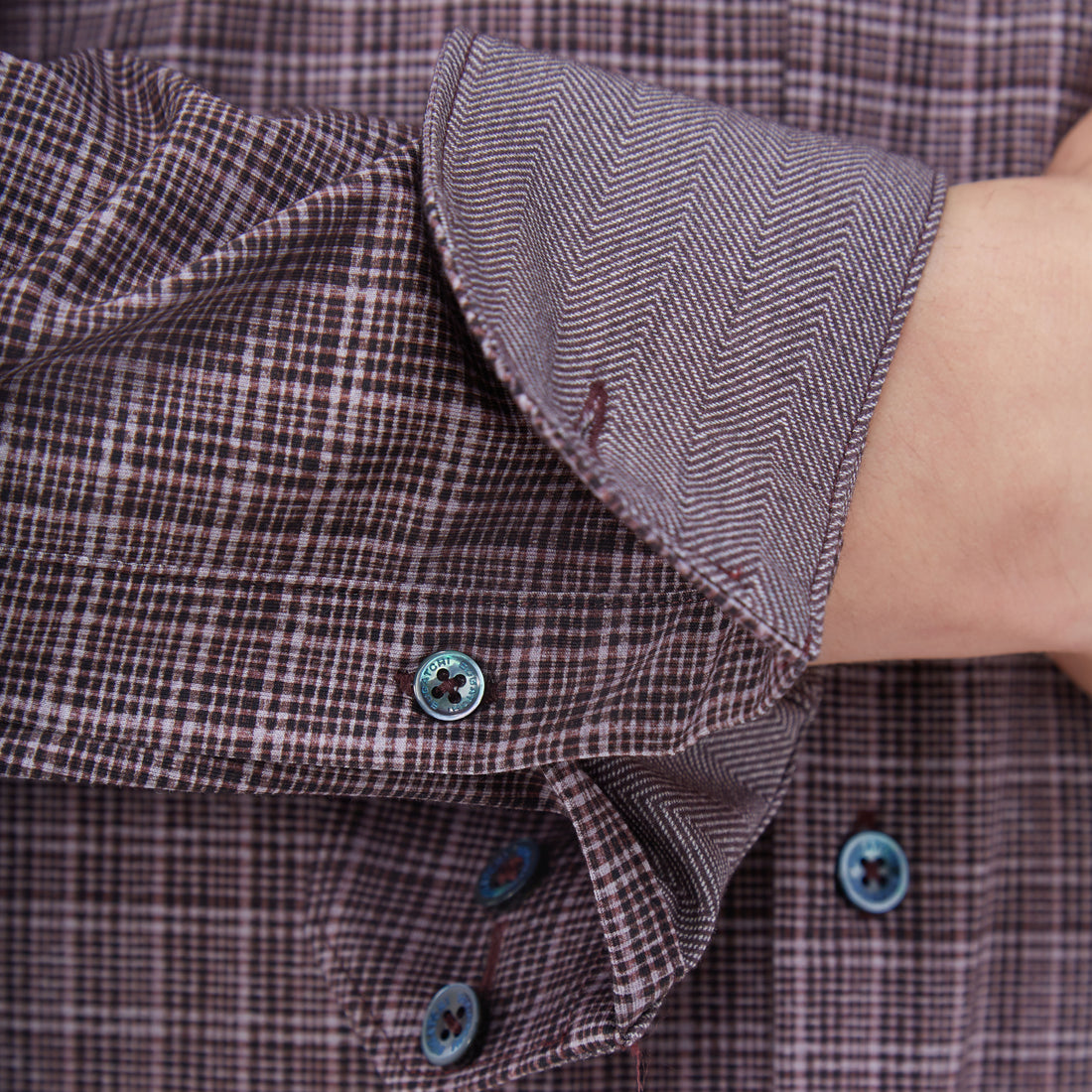 Jimmy Double Sided Plaid/Herringbone OoohCotton Shirt