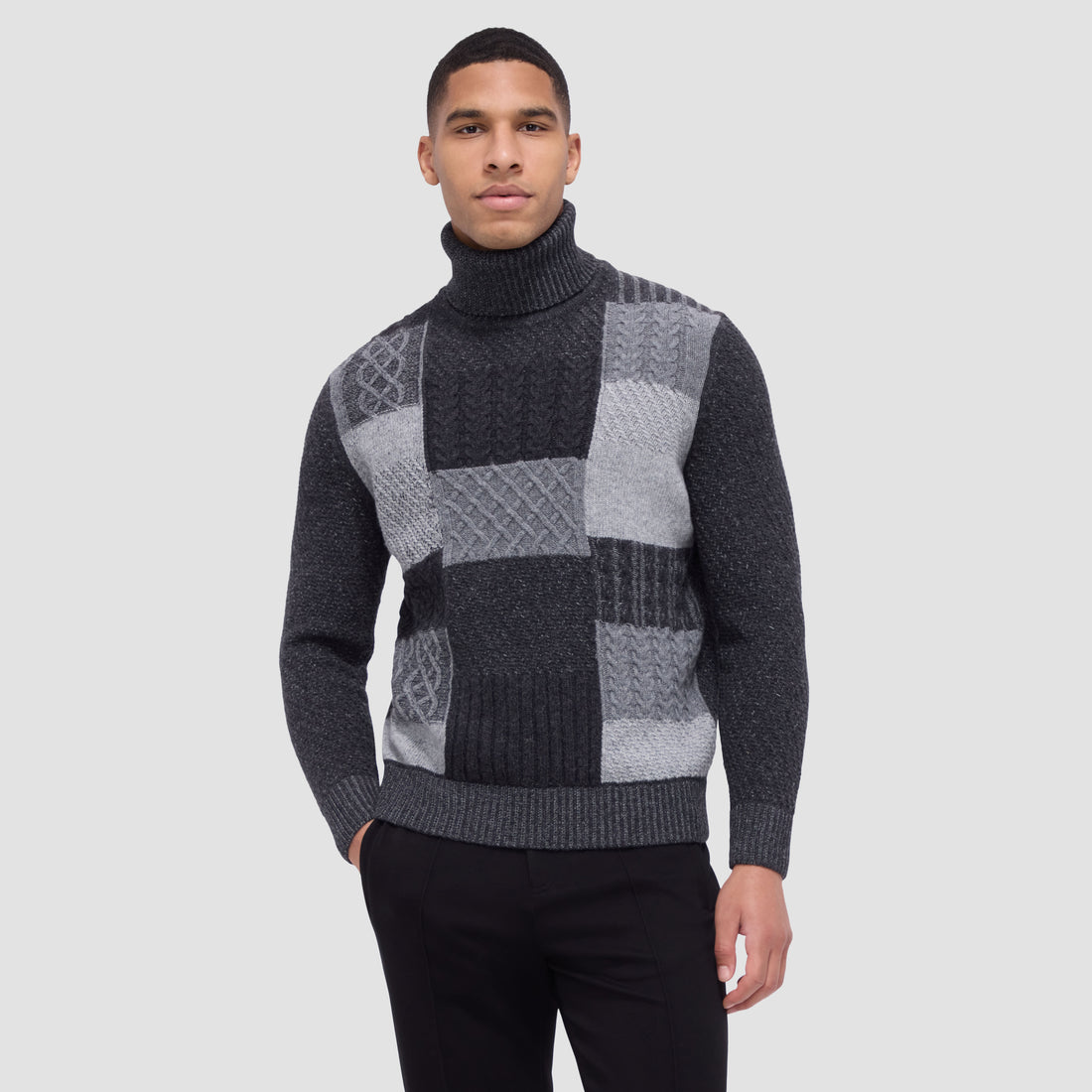 Mixed Stitch Turtleneck Sweater