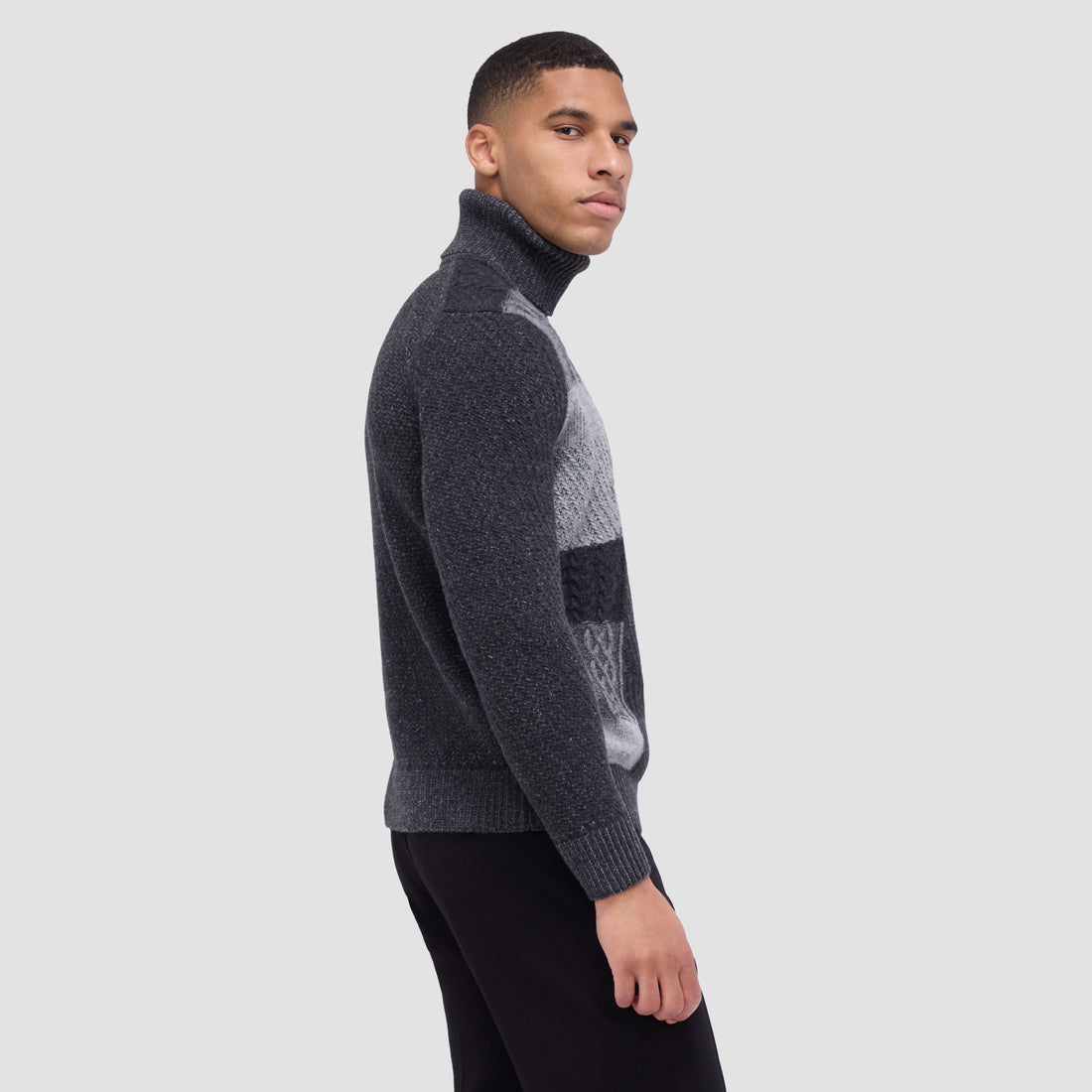 Mixed Stitch Turtleneck Sweater