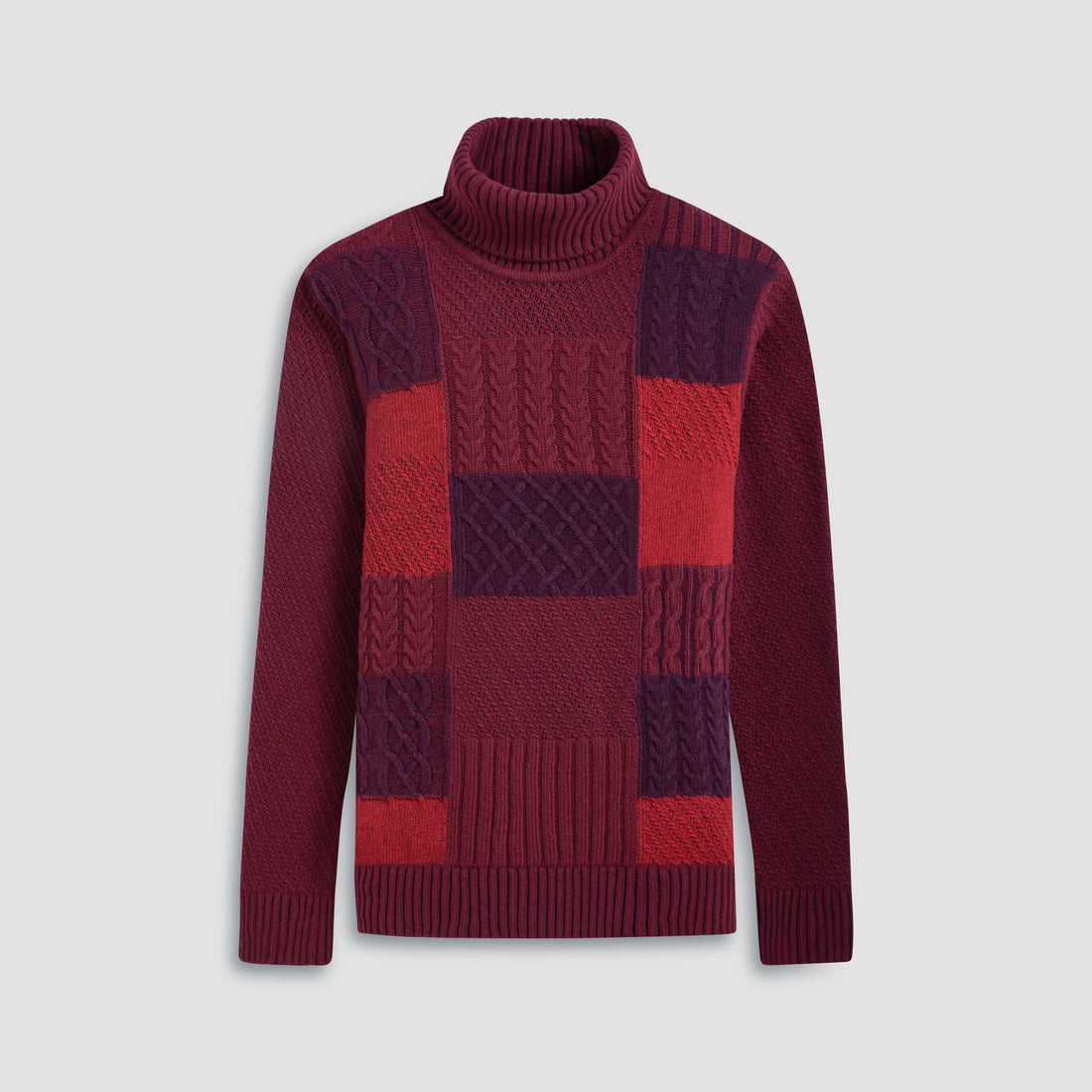 Mixed Stitch Turtleneck Sweater