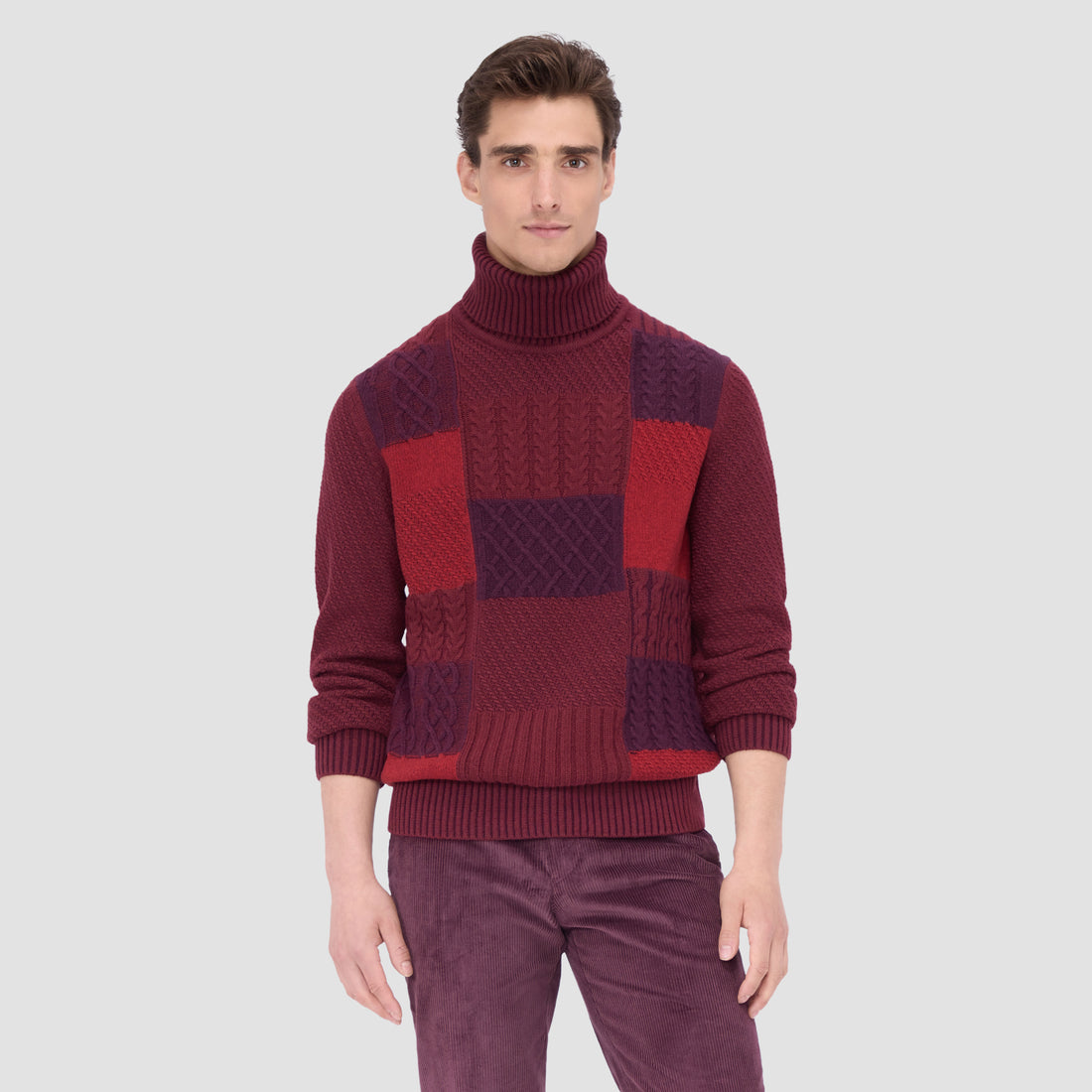 Mixed Stitch Turtleneck Sweater