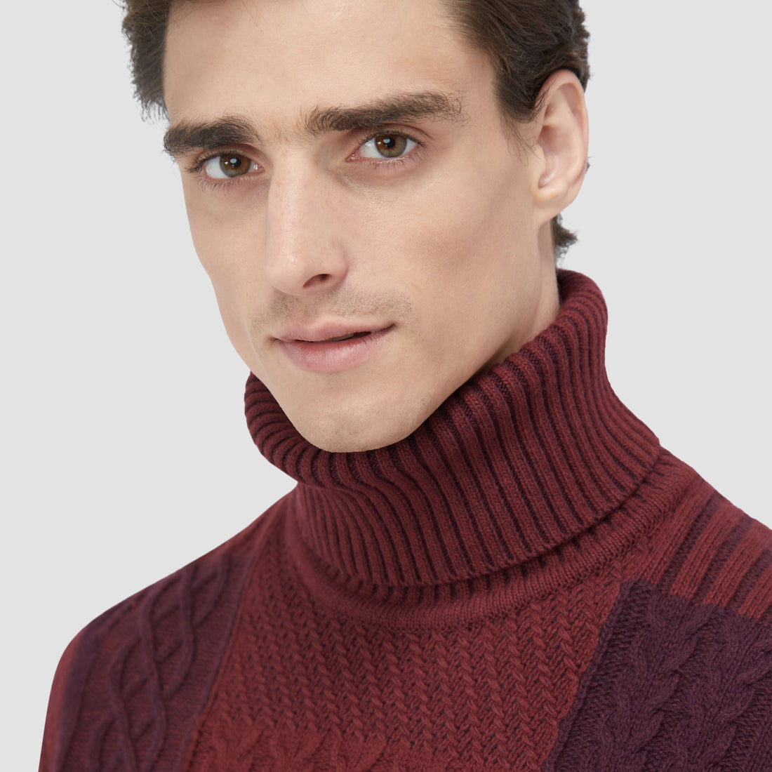 Mixed Stitch Turtleneck Sweater