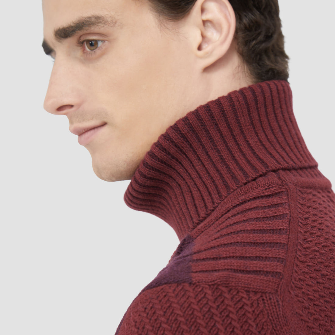 Mixed Stitch Turtleneck Sweater