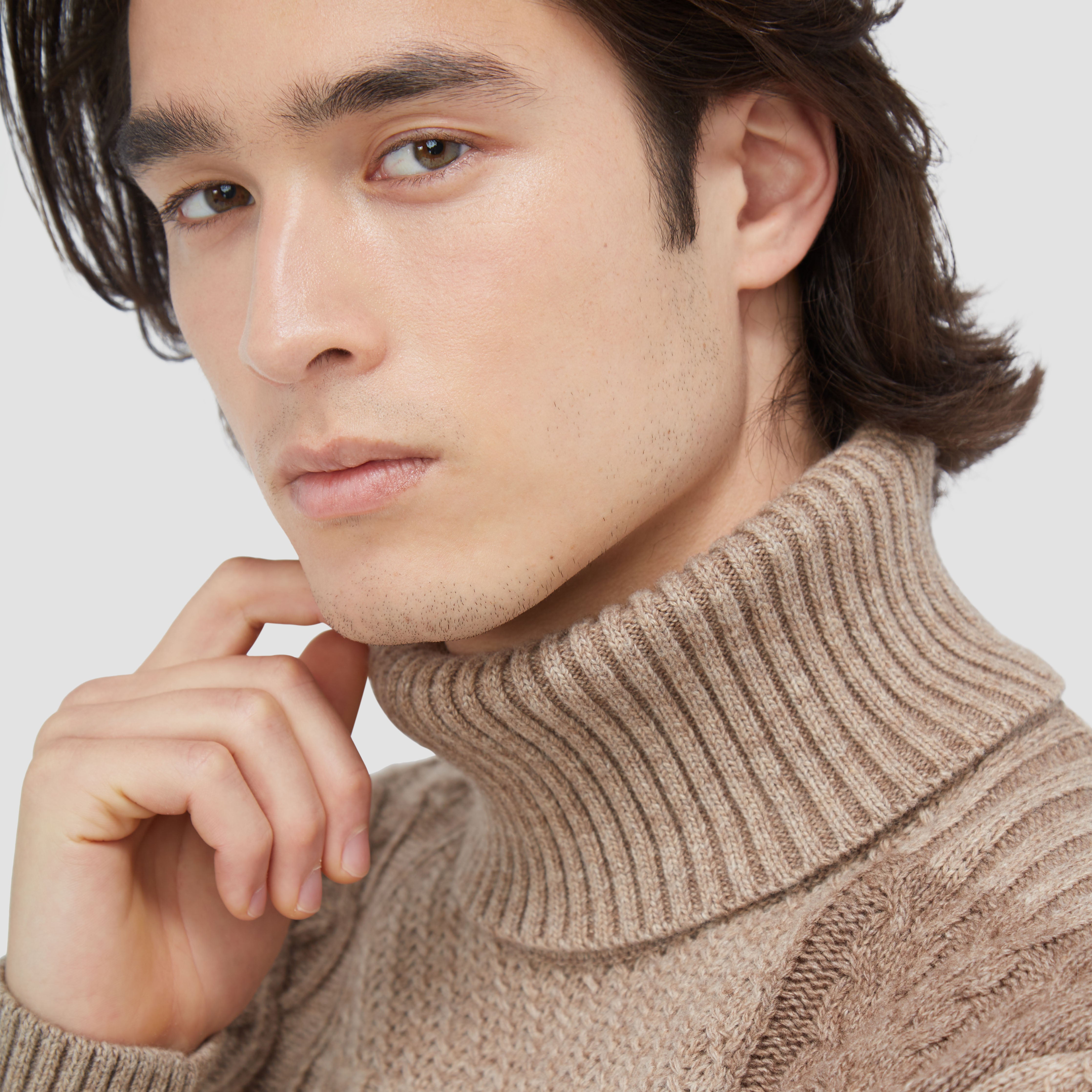 VINCE store Mix Stitch Funnel Neck Wool Sweate