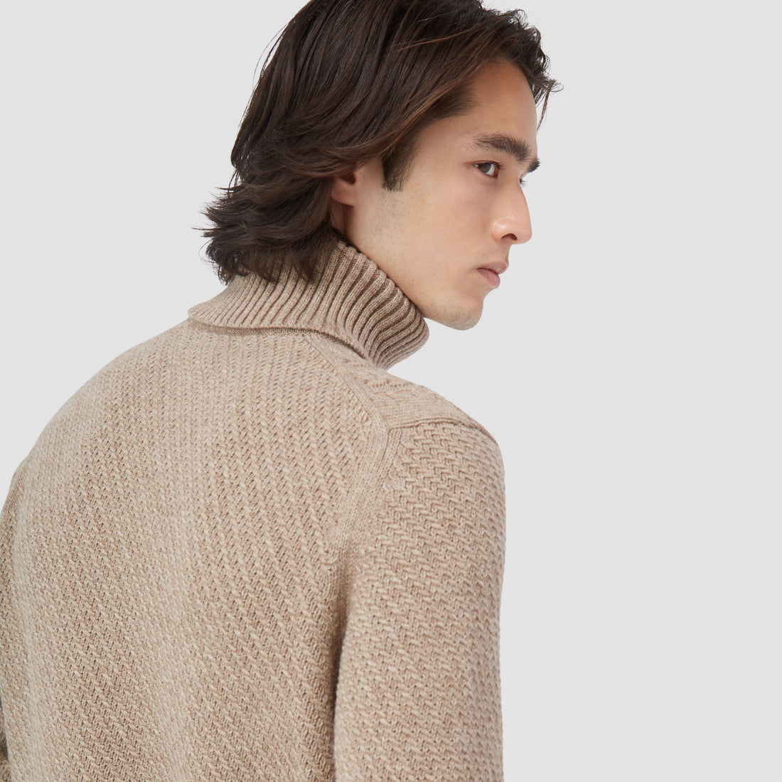 Mixed Stitch Turtleneck Sweater