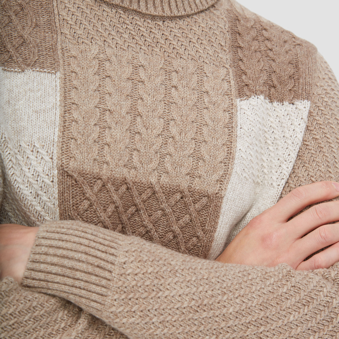 Mixed Stitch Turtleneck Sweater