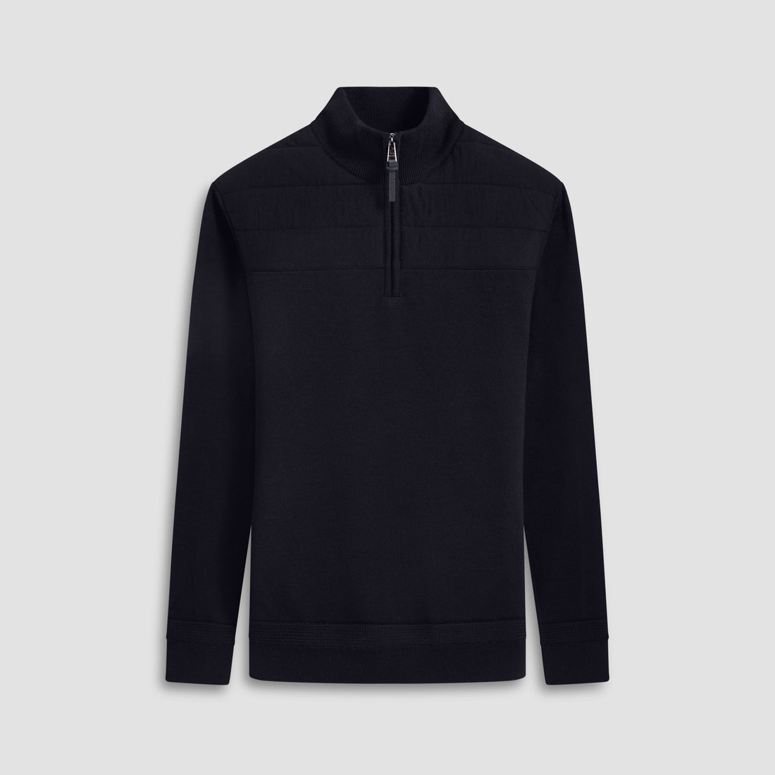 Quilted Yoke Quarter-Zip Sweater