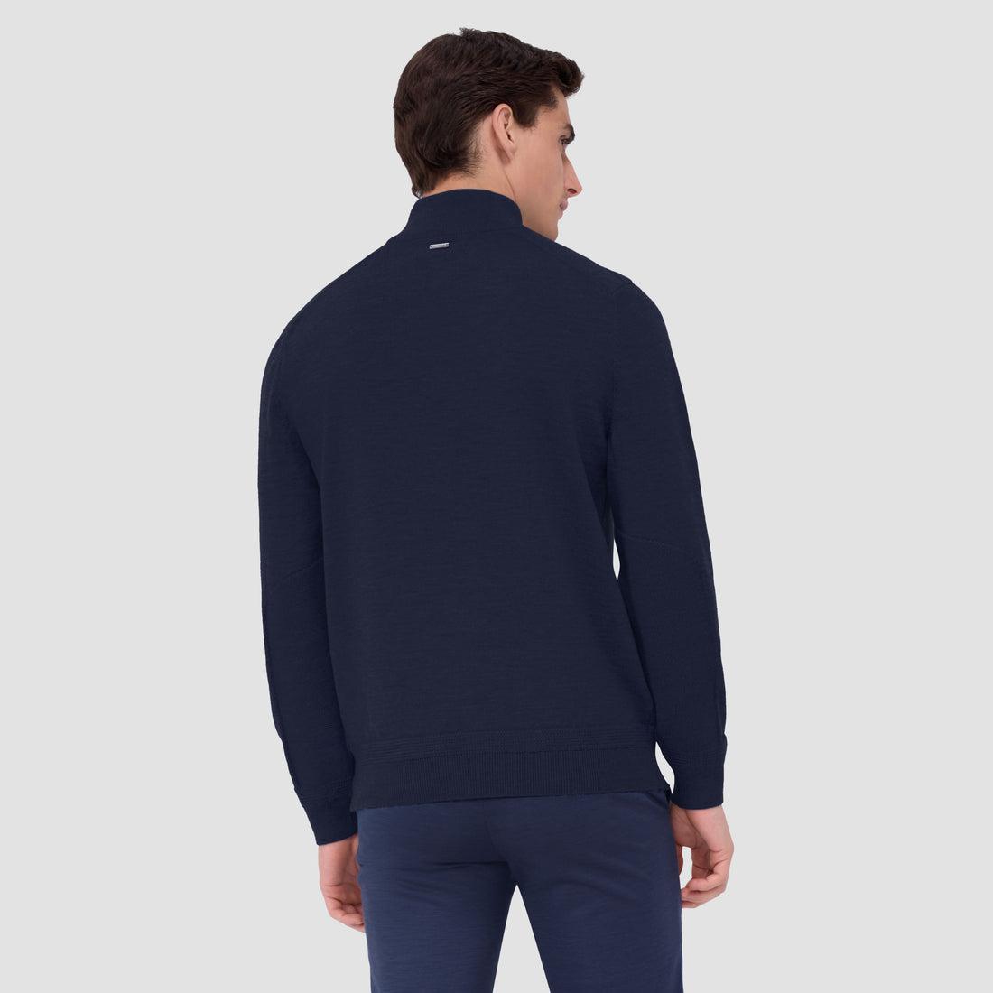 Quilted Yoke Quarter-Zip Sweater