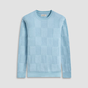 Multi-Stitch Check Jacquard Crew Neck Sweater