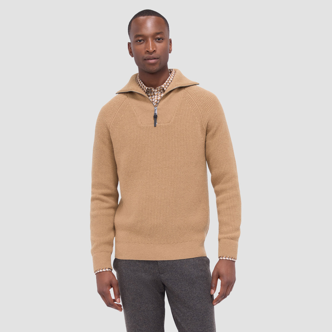 Fisherman Rib-Stitch Quarter-Zip Sweater