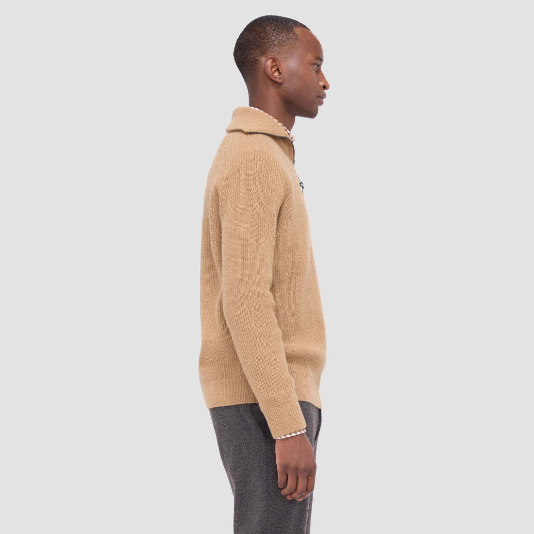 Fisherman Rib-Stitch Quarter-Zip Sweater