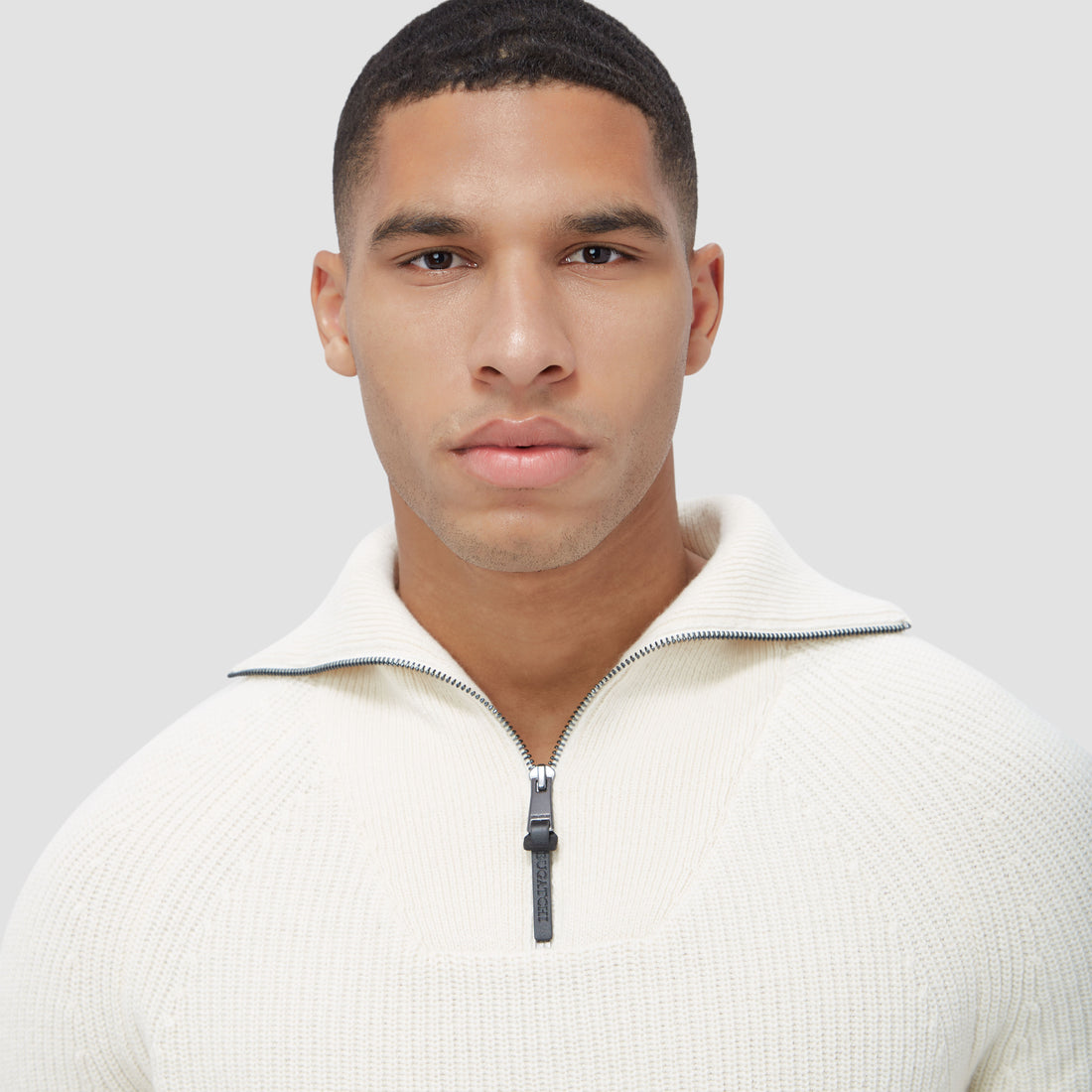 Fisherman Rib Stitch Quarter Zip Sweater