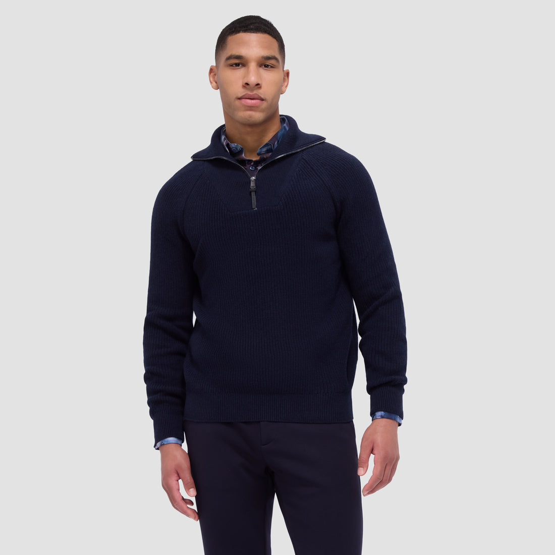 Fisherman Rib-Stitch Quarter-Zip Sweater