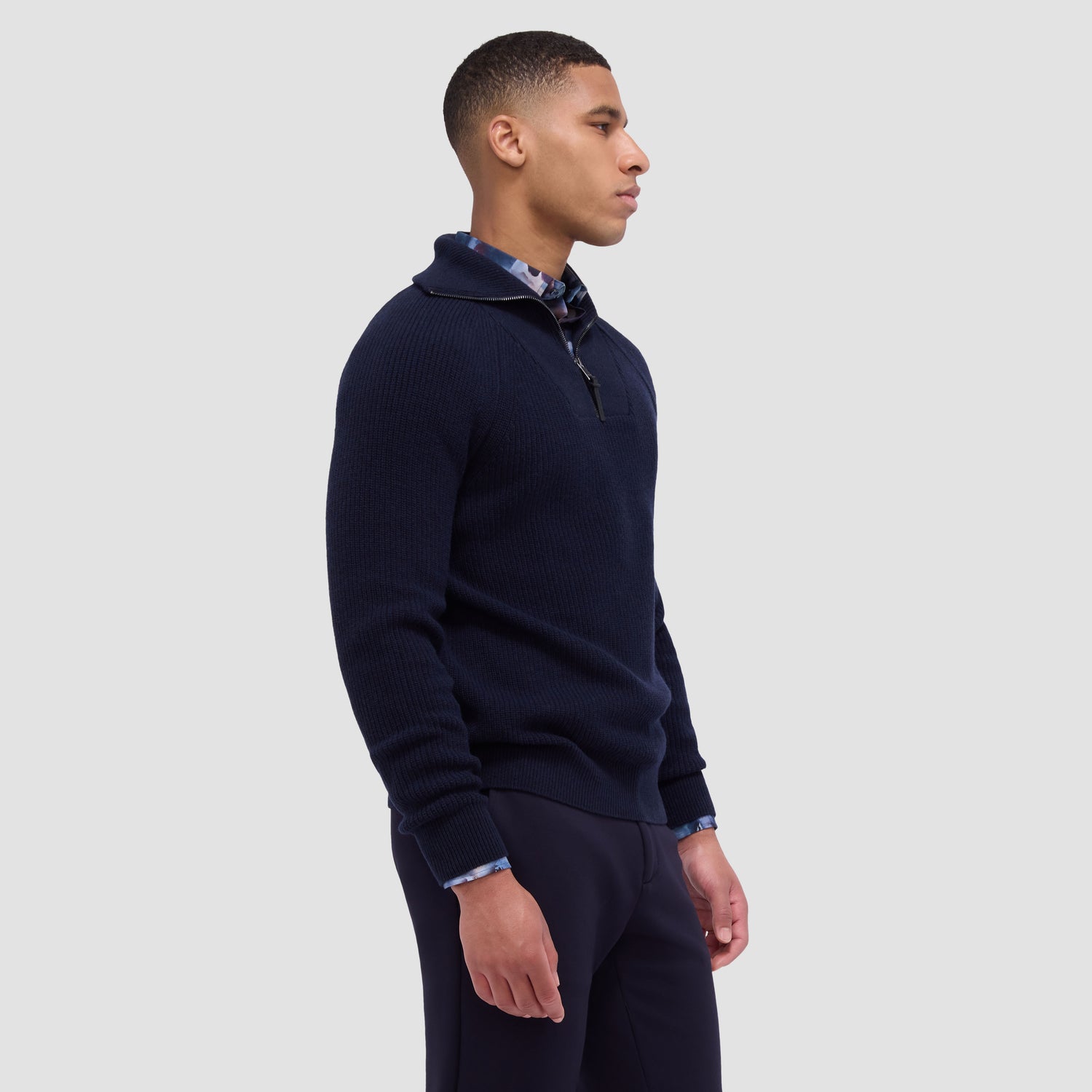 Fisherman Rib-Stitch Quarter-Zip Sweater