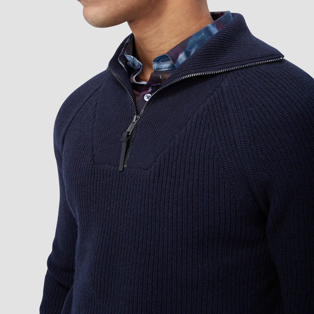 Fisherman Rib-Stitch Quarter-Zip Sweater