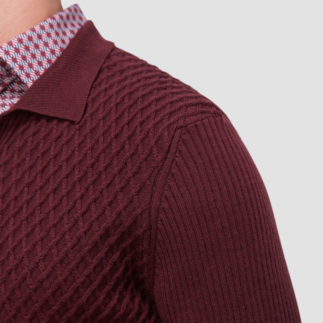 Mixed Stitch Johnny Collar Sweater