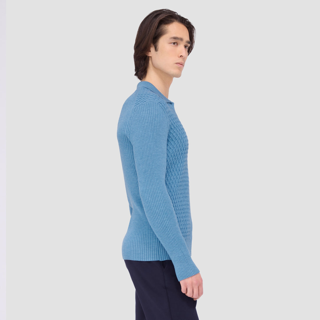 Mixed Stitch Johnny Collar Sweater