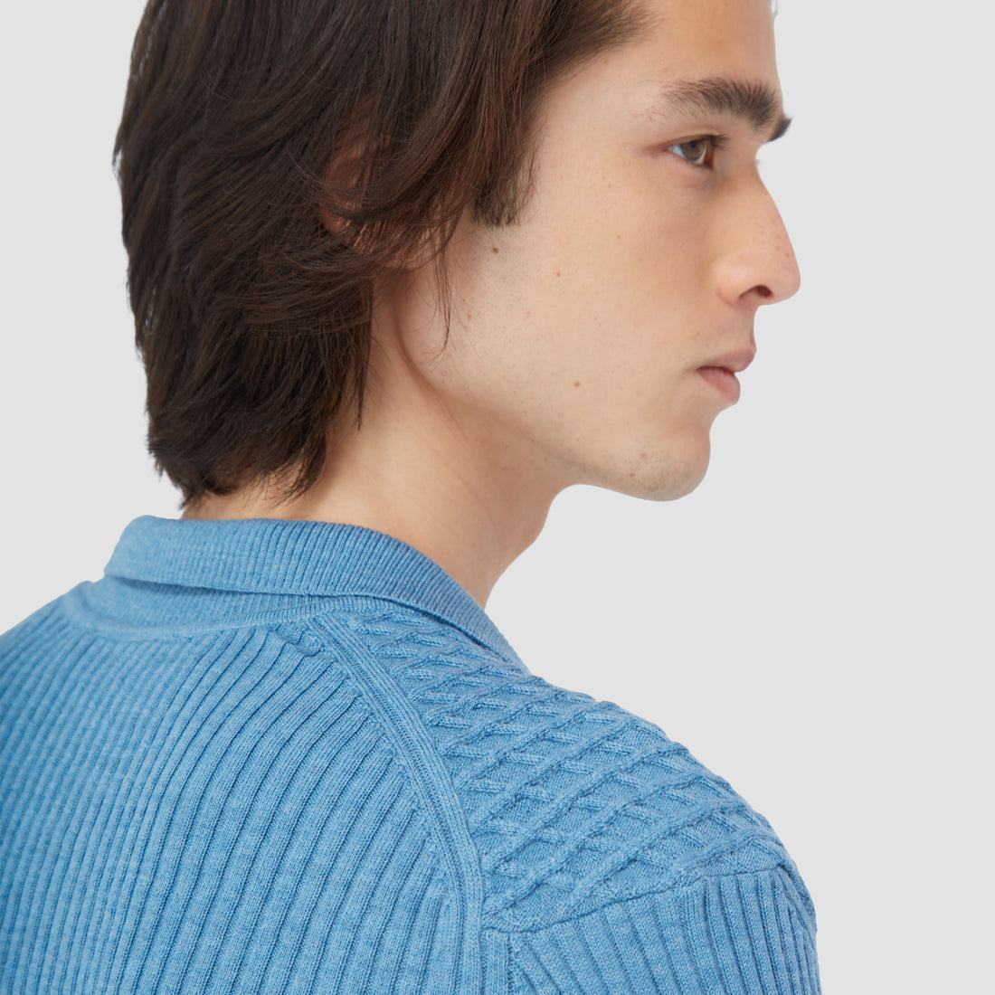 Mixed Stitch Johnny Collar Sweater