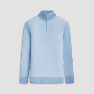 Bird's Eye Jacquard Quarter-Zip Mock Neck Sweater