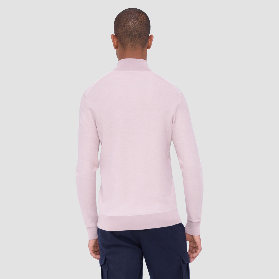 Bird's Eye Jacquard Quarter-Zip Mock Neck Sweater