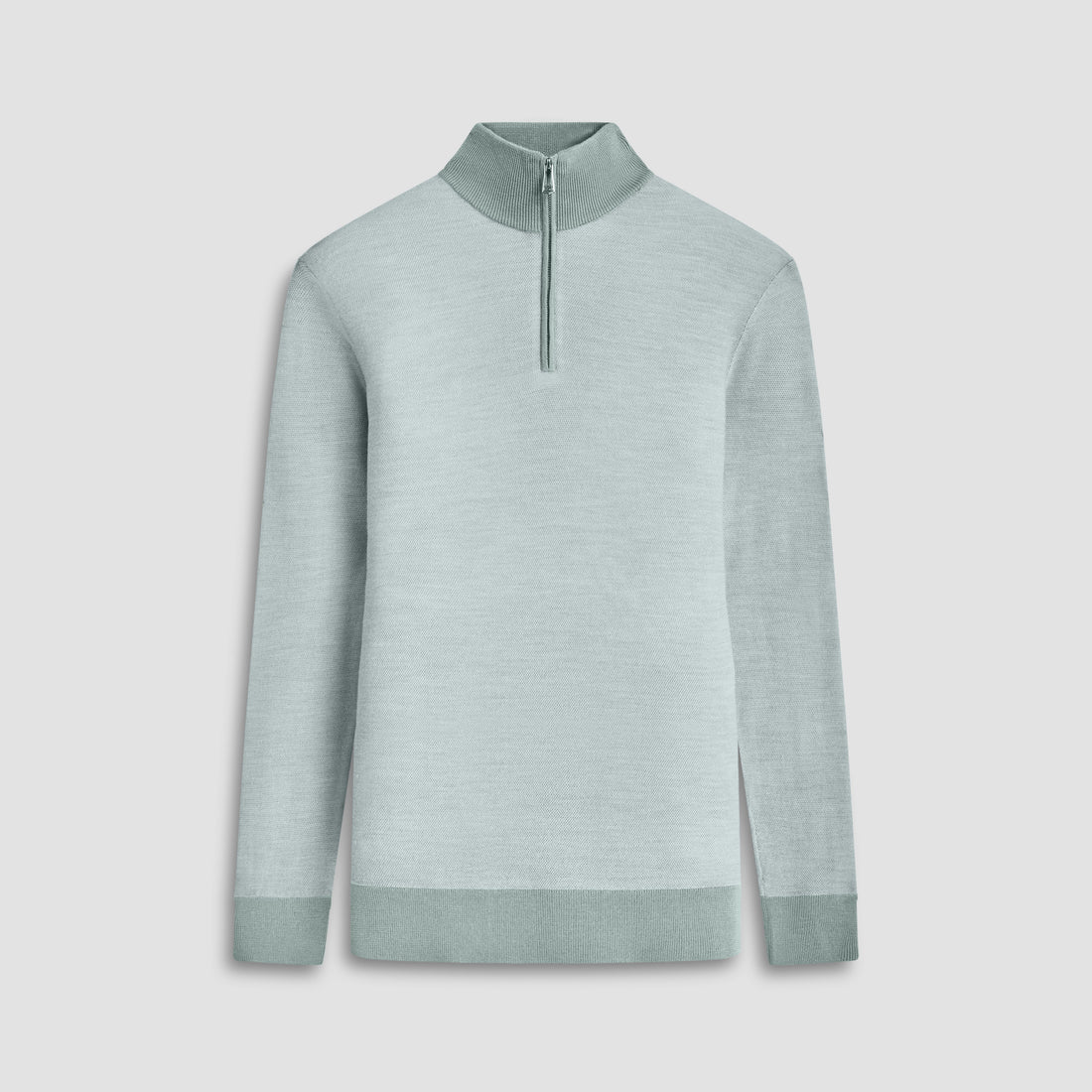 Bird's Eye Jacquard Quarter-Zip Mock Neck Sweater