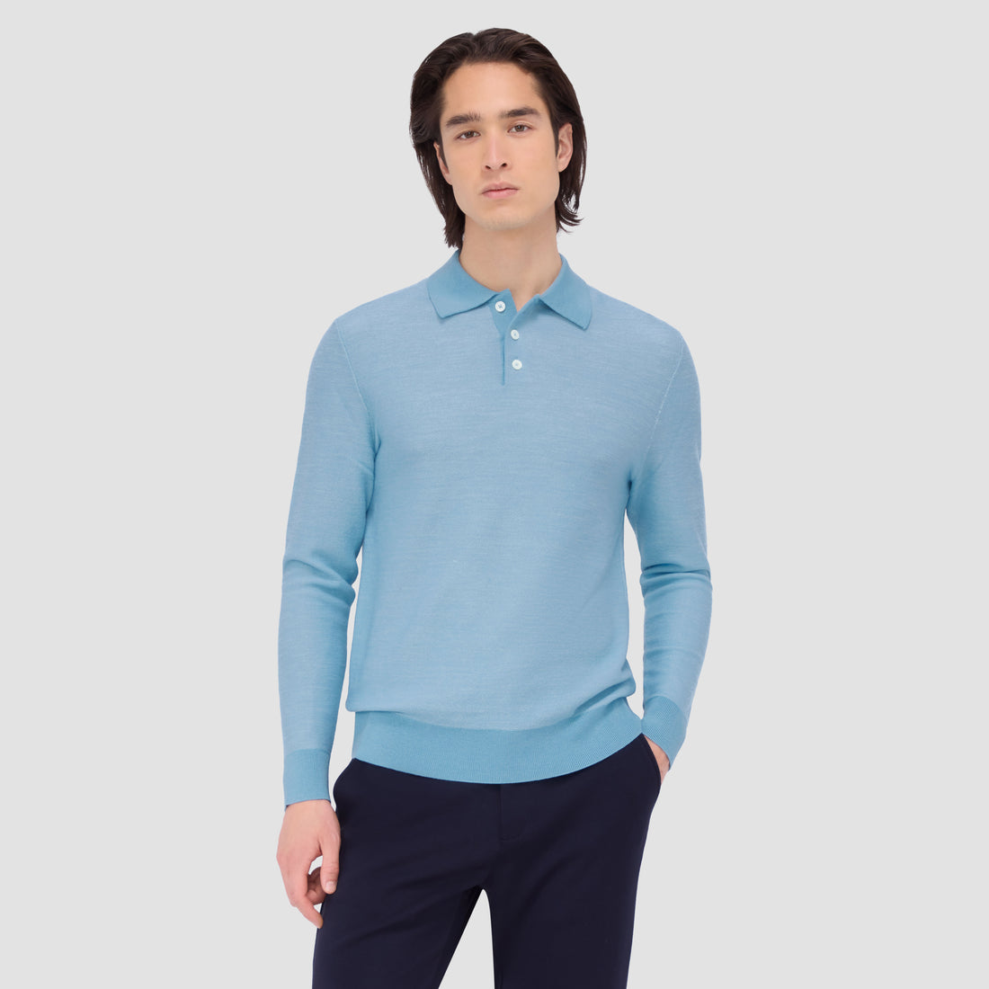 Bird's Eye Jacquard Polo Sweater