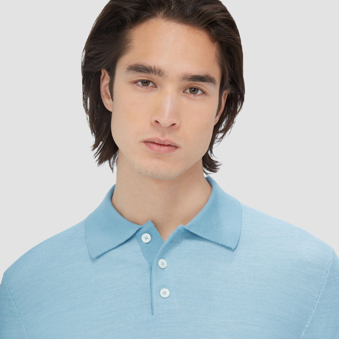 Bird's Eye Jacquard Polo Sweater