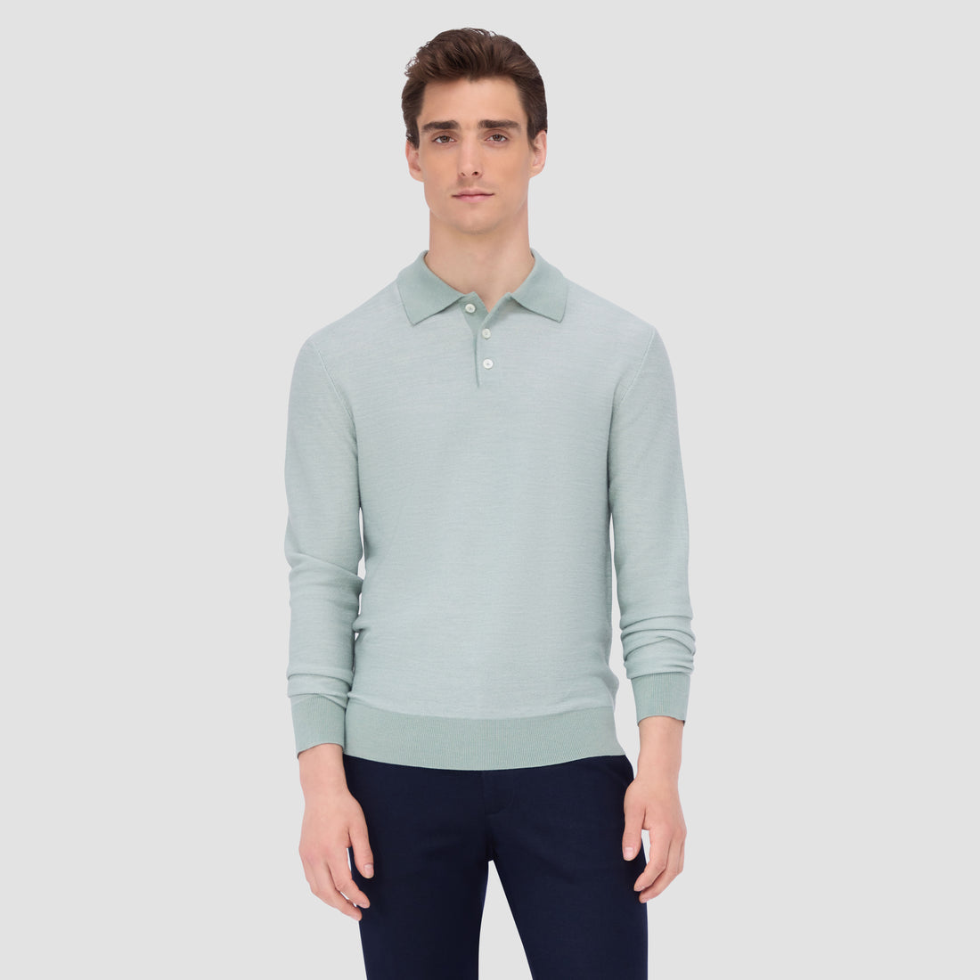 Bird's Eye Jacquard Polo Sweater