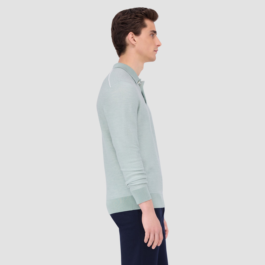 Bird's Eye Jacquard Polo Sweater