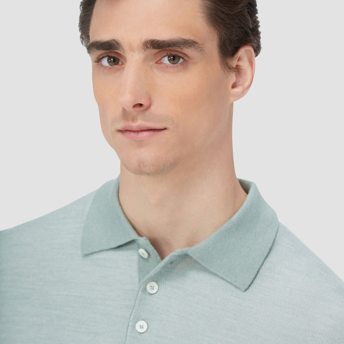 Bird's Eye Jacquard Polo Sweater