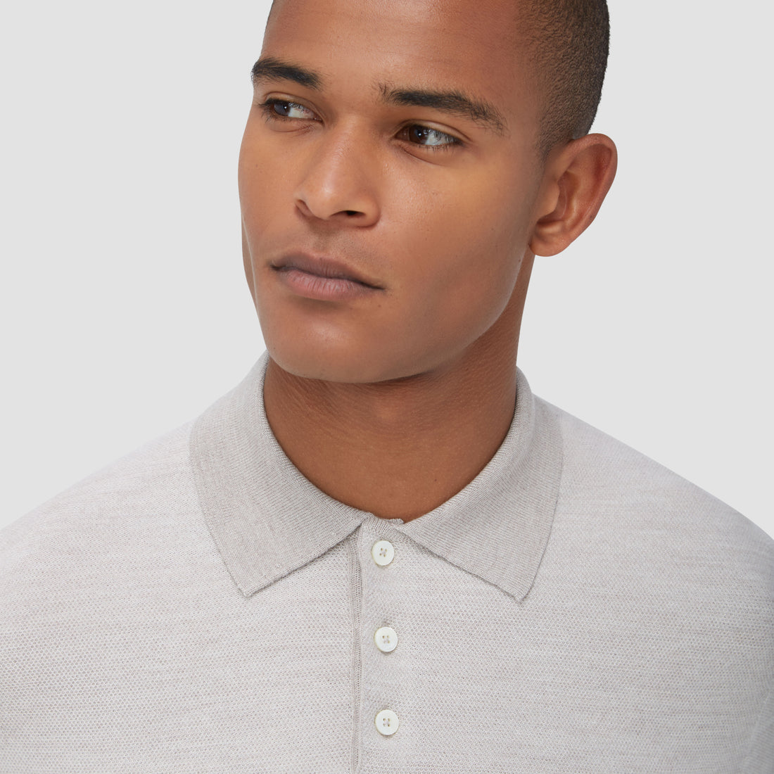 Bird's Eye Jacquard Polo Sweater