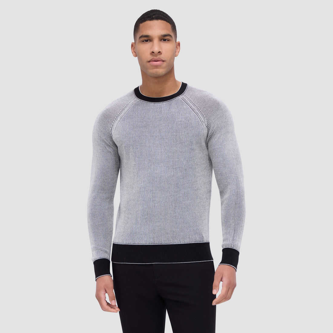 Fisherman Rib Jacquard Crew Neck Sweater