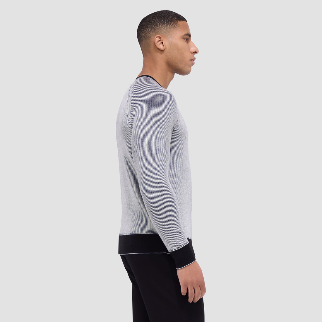 Fisherman Rib Jacquard Crew Neck Sweater