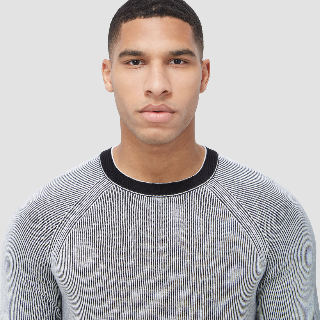 Fisherman Rib Jacquard Crew Neck Sweater