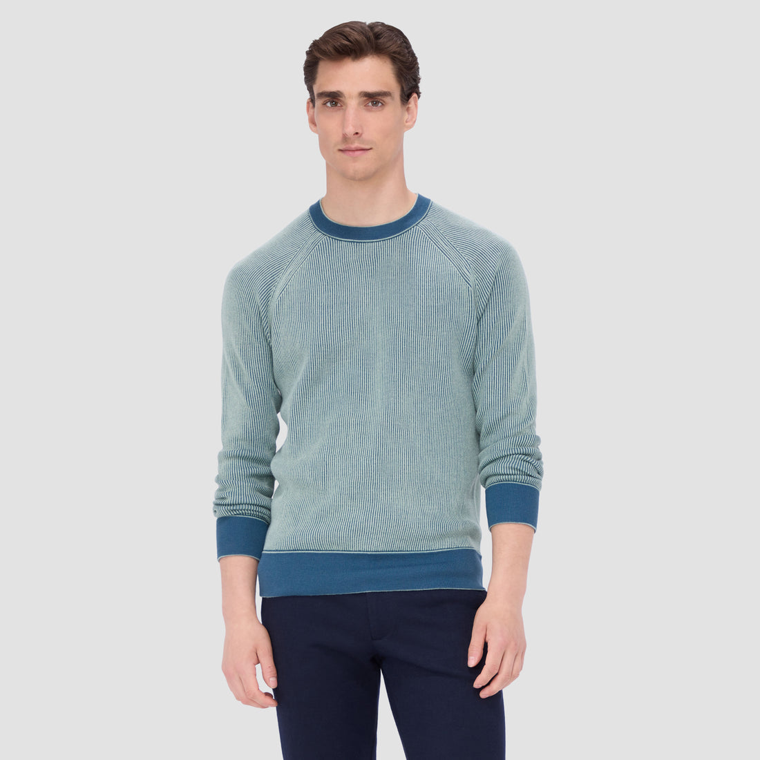 Fisherman Rib Jacquard Crew Neck Sweater