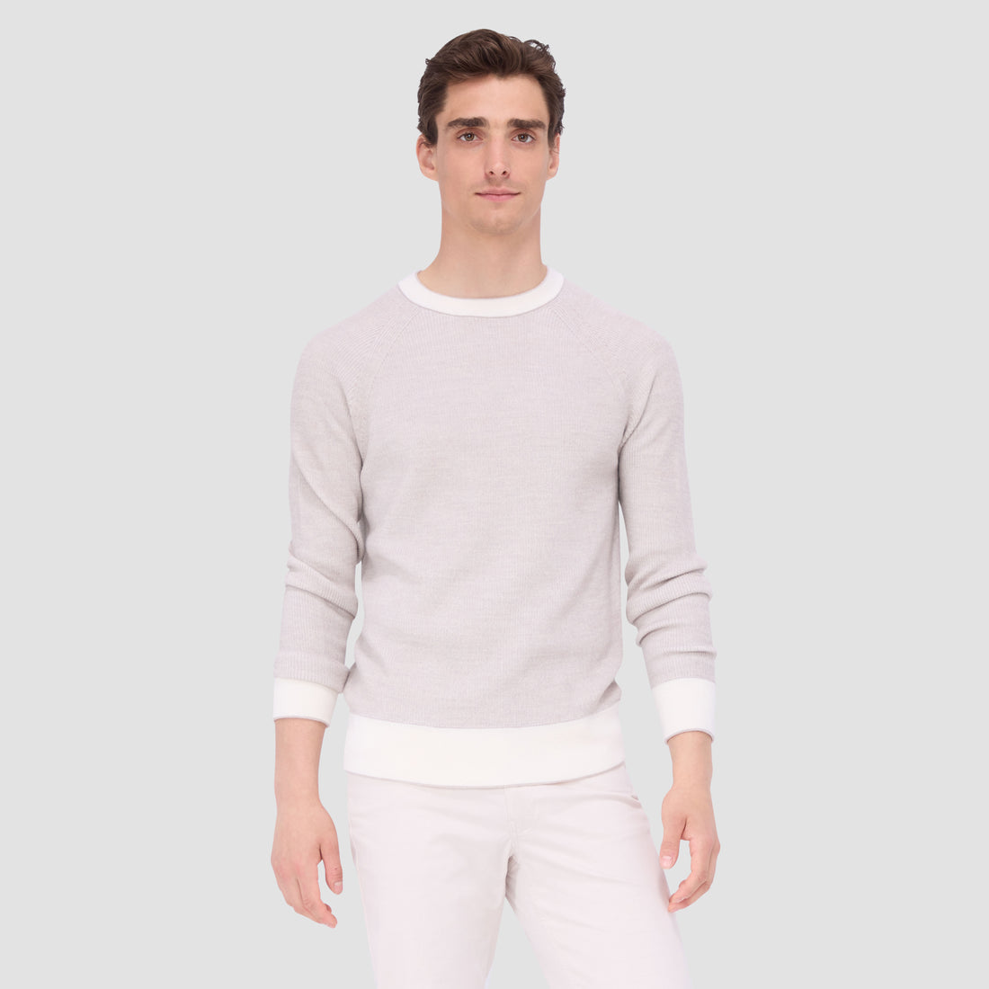 Fisherman Rib Jacquard Crew Neck Sweater