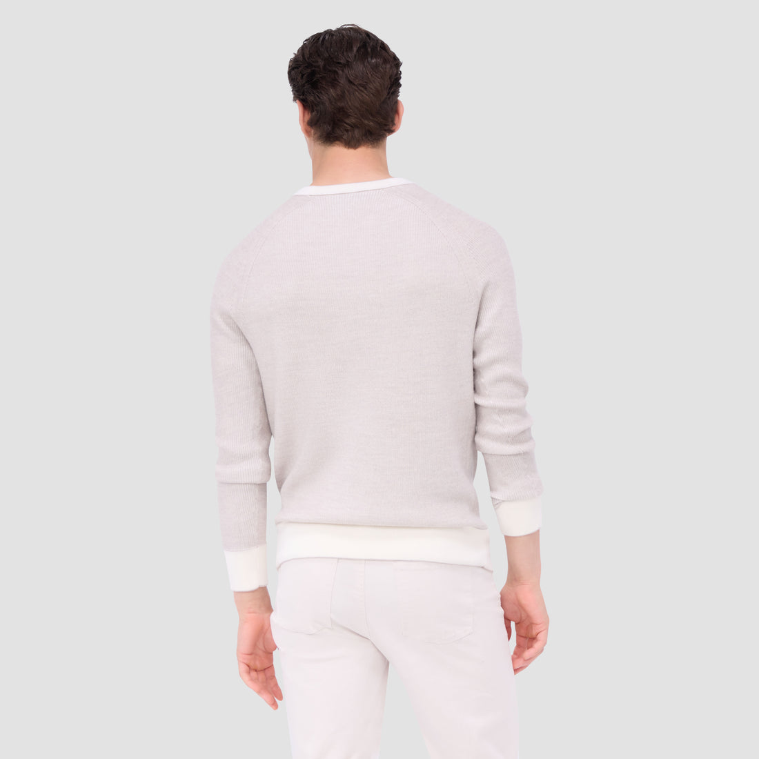 Fisherman Rib Jacquard Crew Neck Sweater