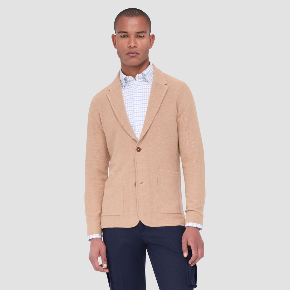 Honeycomb Stitch Two Button Knitted Blazer