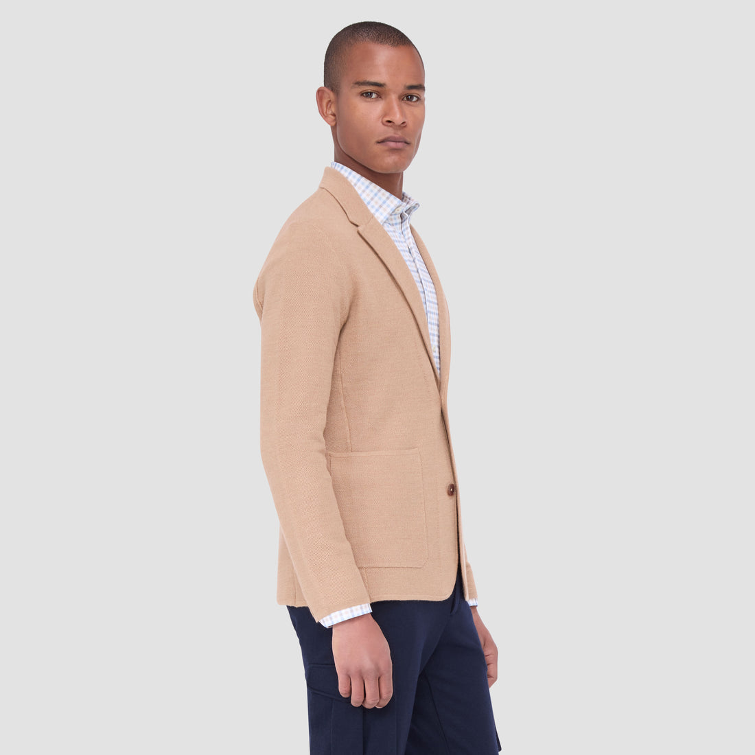 Honeycomb Stitch Two Button Knitted Blazer