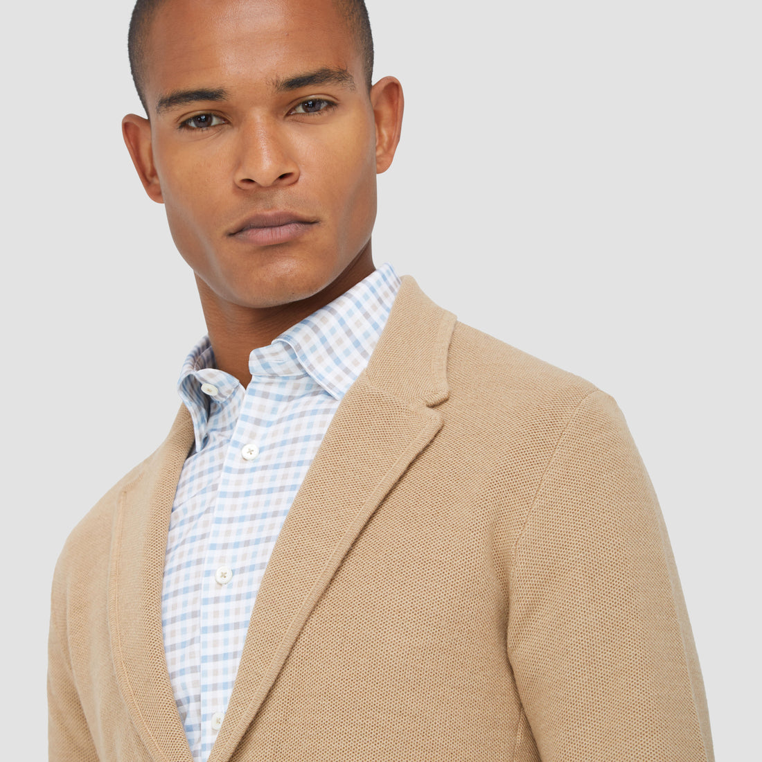 Honeycomb Stitch Two Button Knitted Blazer