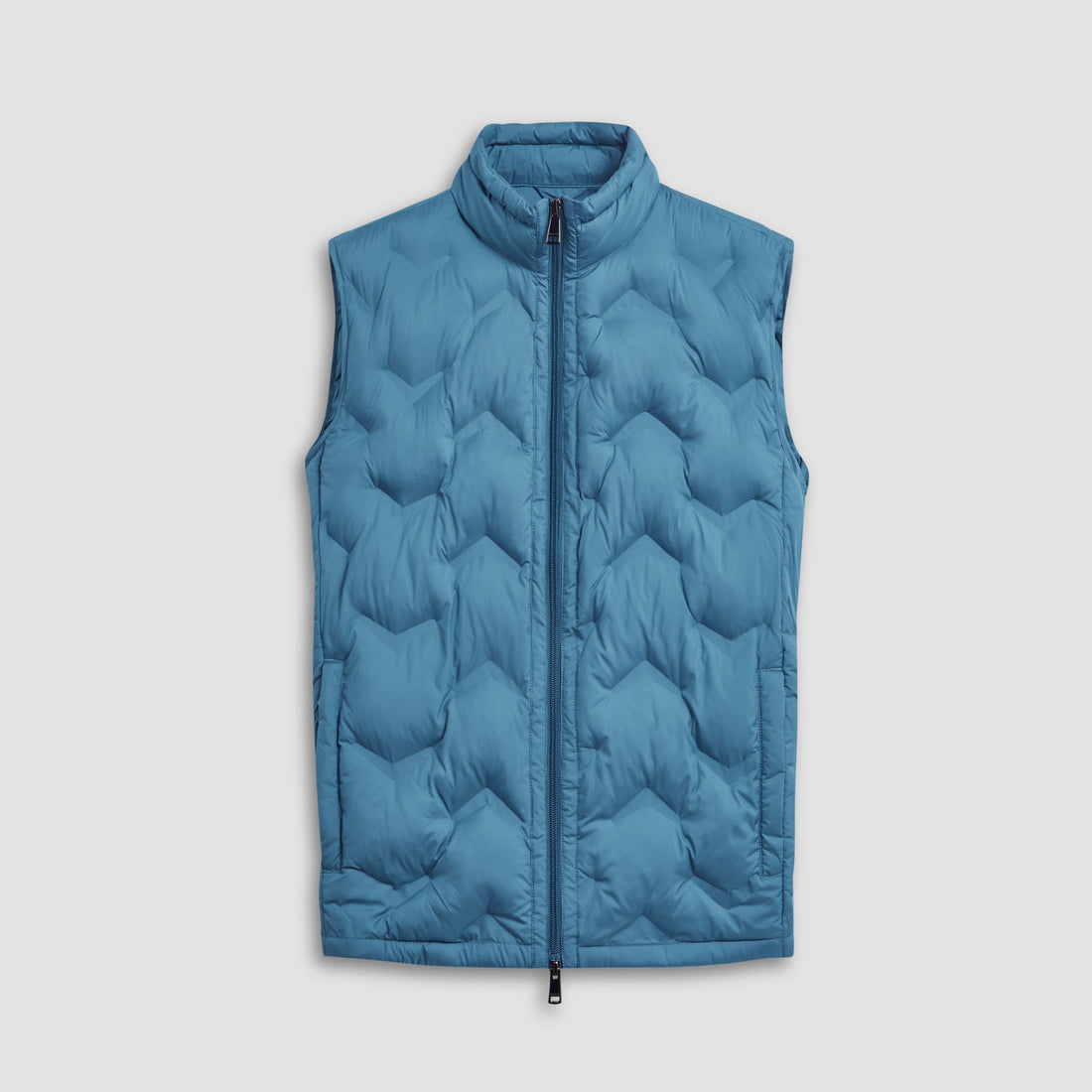 Chevron Quilted Puffer Vest Teal L